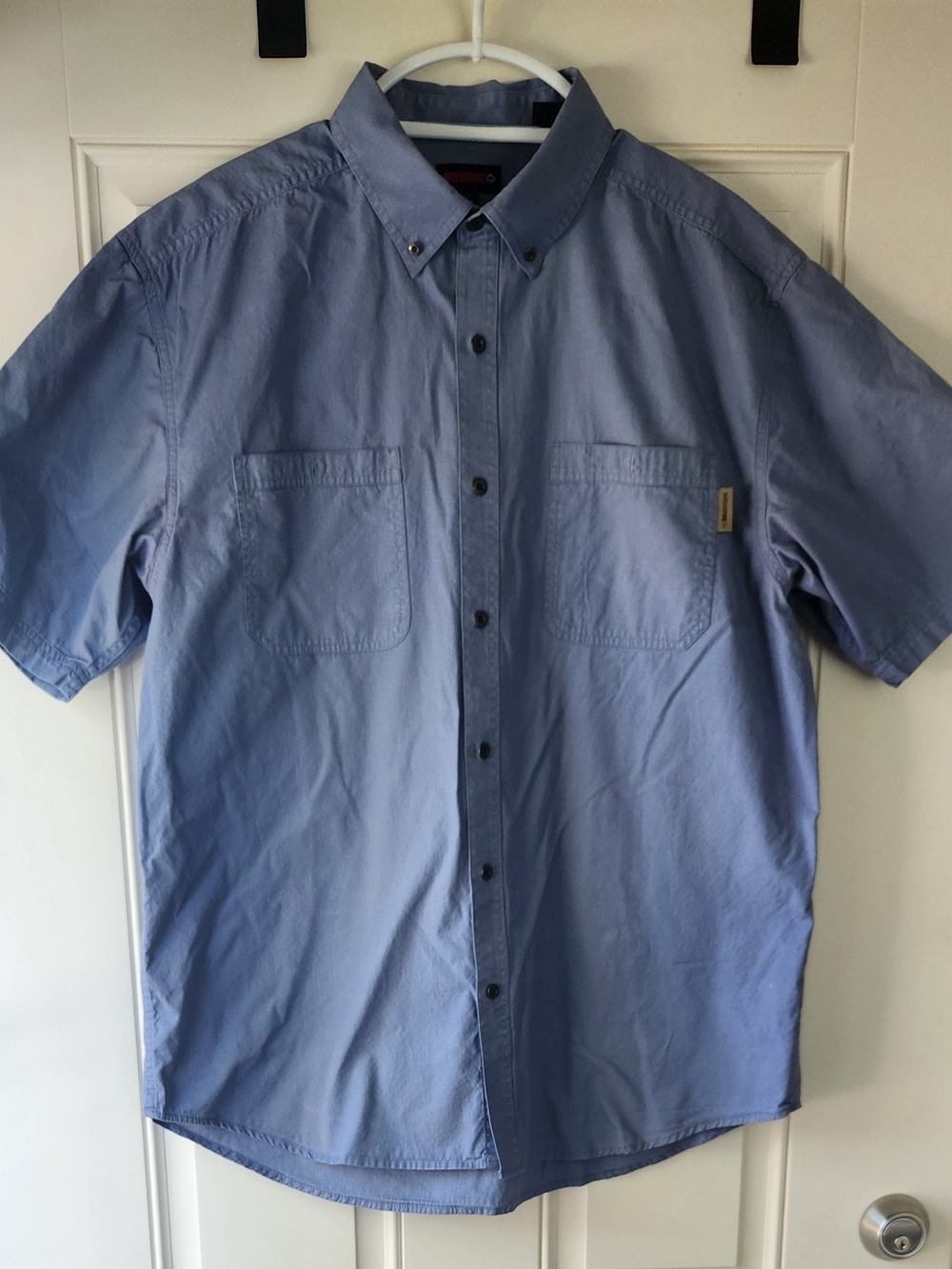 Mens Wolverine Light Blue Short Sleeve Button-Down Shirt